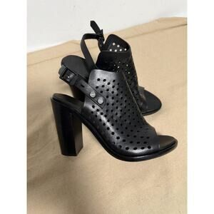 Rag & Bone Shoes Womens Size 6.5 Black Leather Slingback Block Heel Sandals